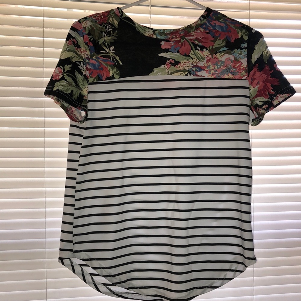 Floral/striped tee